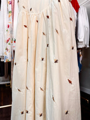 Embroidered Leaf & Acorns Maxi Dress