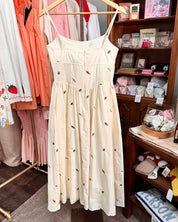 Embroidered Leaf & Acorns Maxi Dress