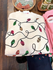 Christmas Lights Sequin Holiday Knit Sweater