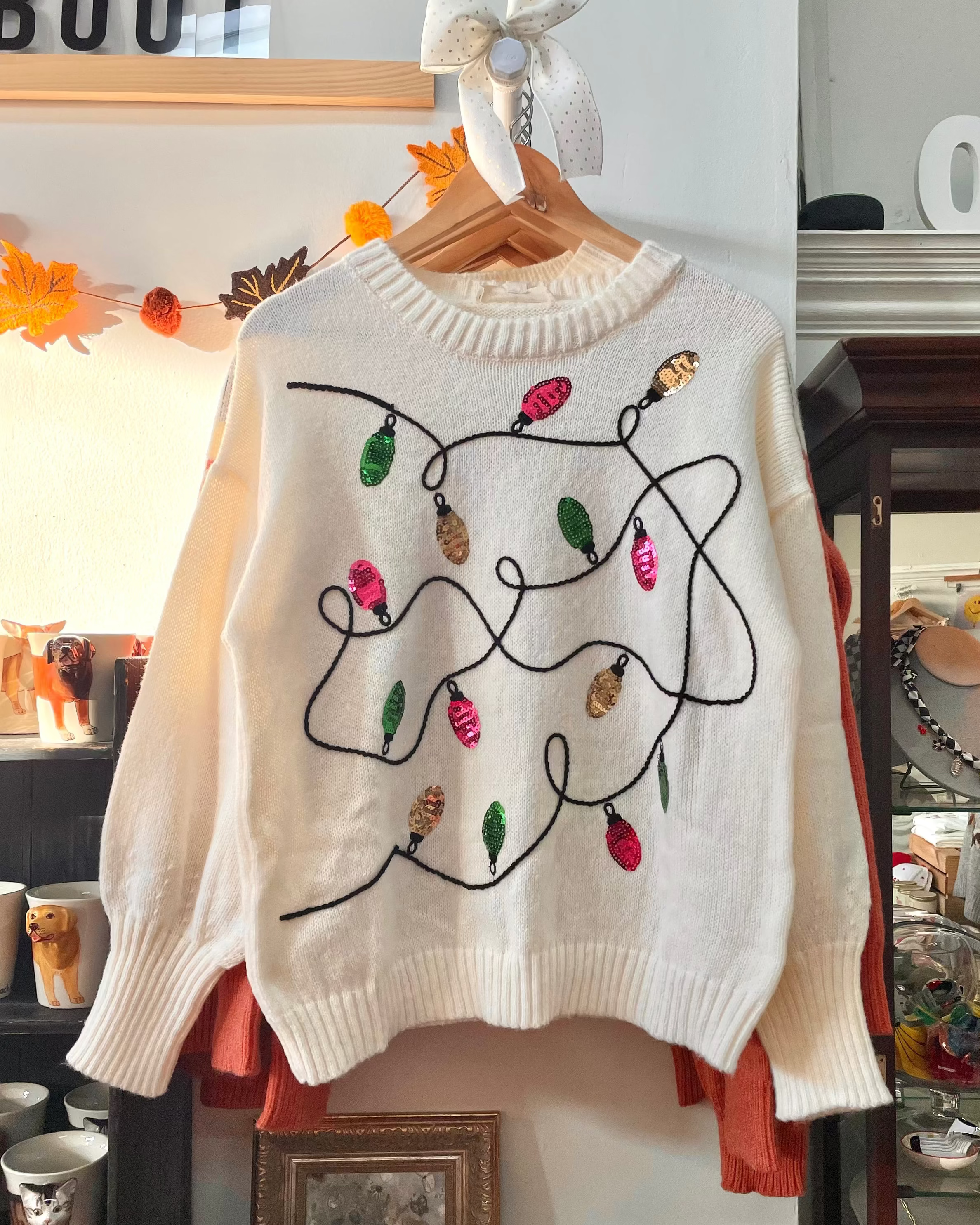 Christmas Lights Sequin Holiday Knit Sweater