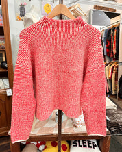 Striped Ivory and Red Cardigan