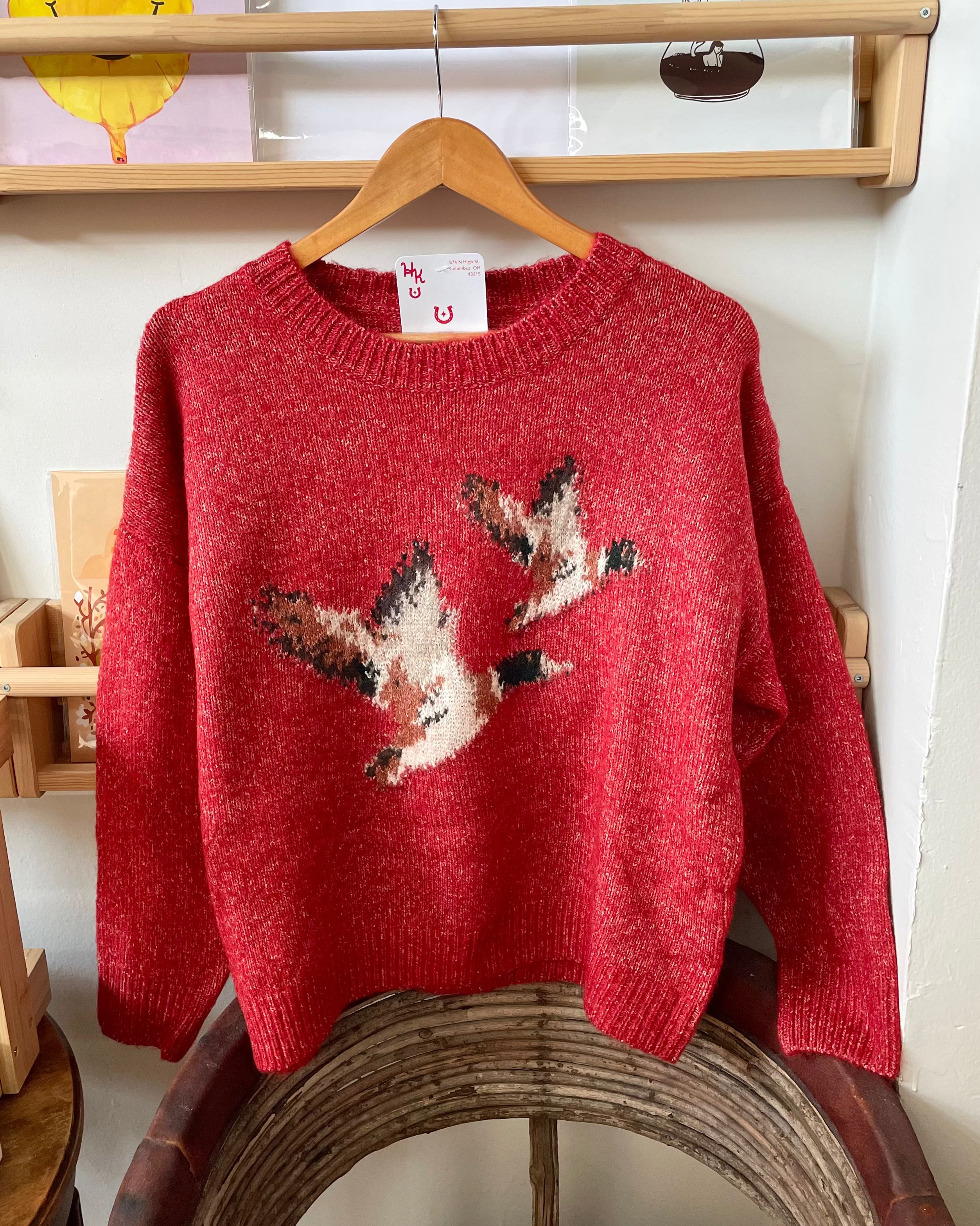 Flying Ducks Knit Sweater - Red