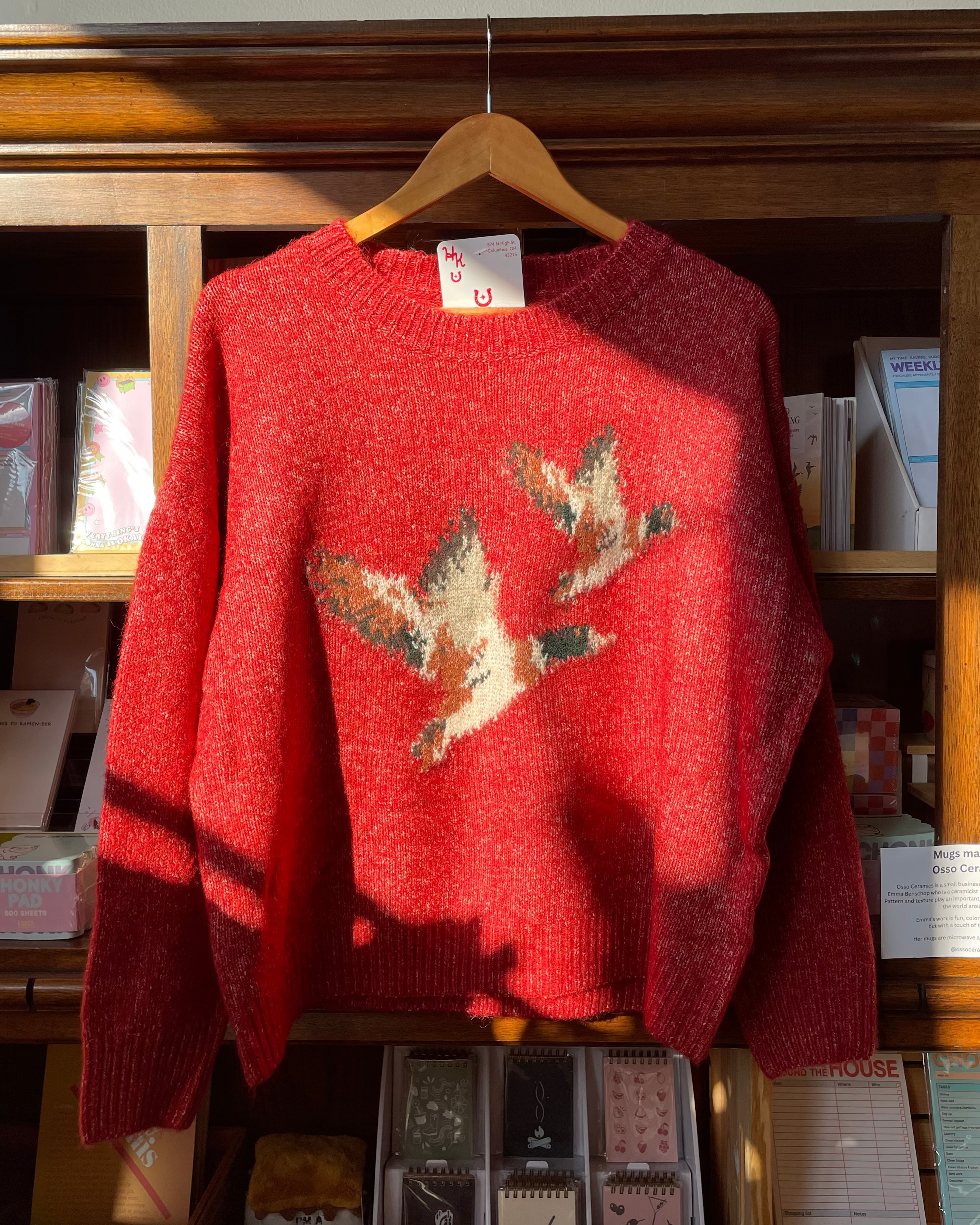 Flying Ducks Knit Sweater - Red