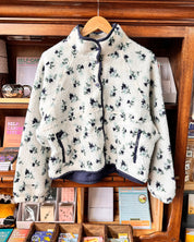 Floral Sherpa Fleece Jacket - Ivory/Navy
