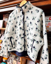 Floral Sherpa Fleece Jacket - Ivory/Navy