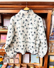 Floral Sherpa Fleece Jacket - Ivory/Navy