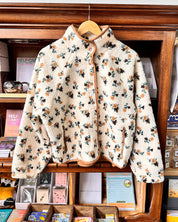 Floral Sherpa Fleece Jacket - Cream/Tan
