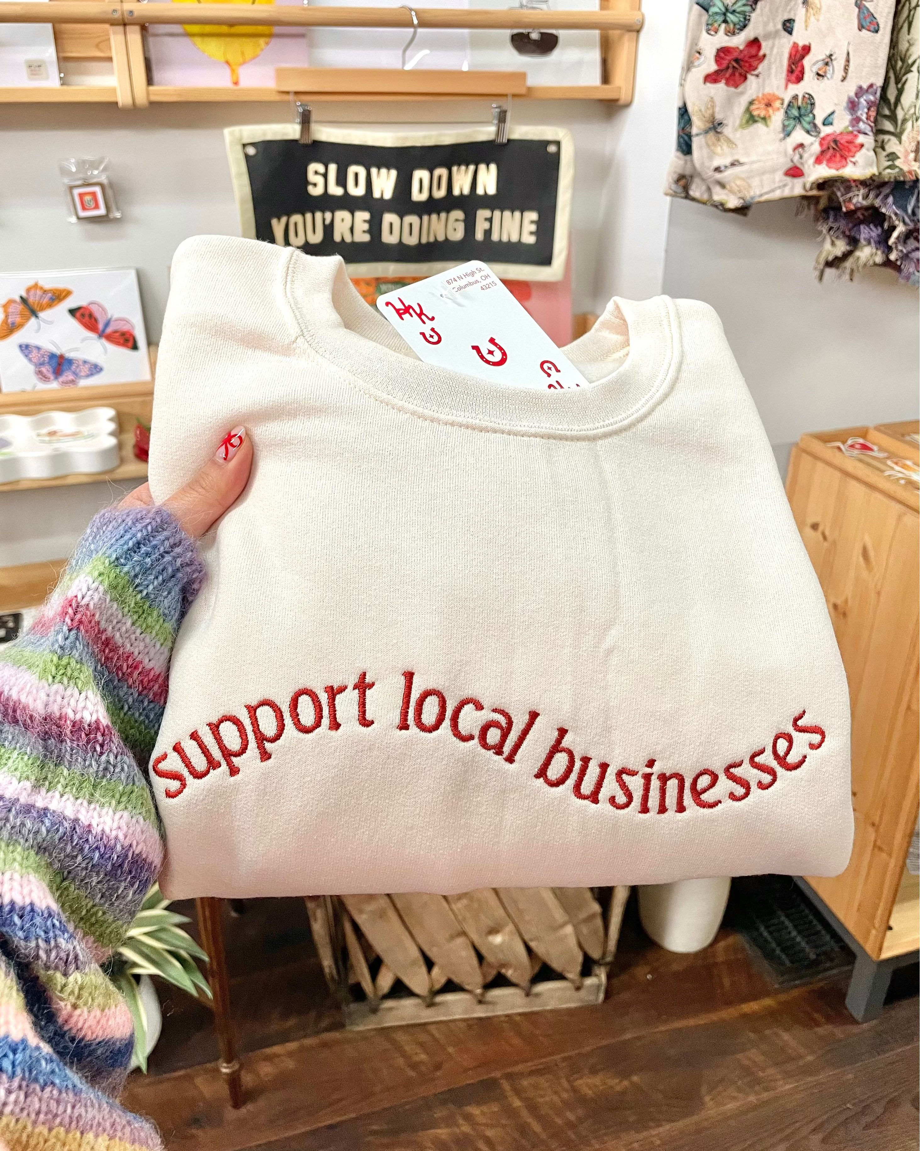 Support local businesses [Made to order - Ships in 2-3 weeks] - Embroidered Sweatshirt