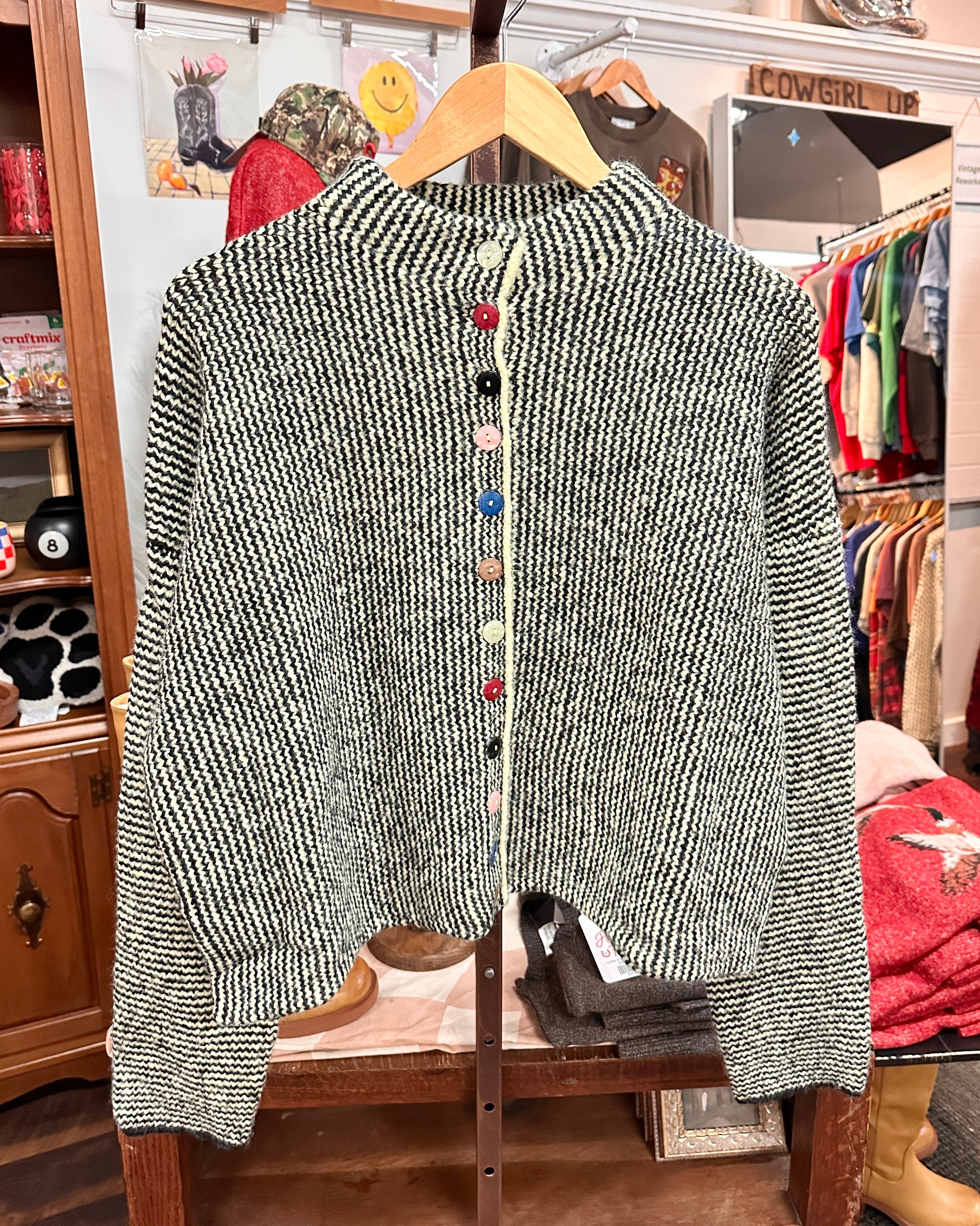 Striped Black and Lemon Cardigan