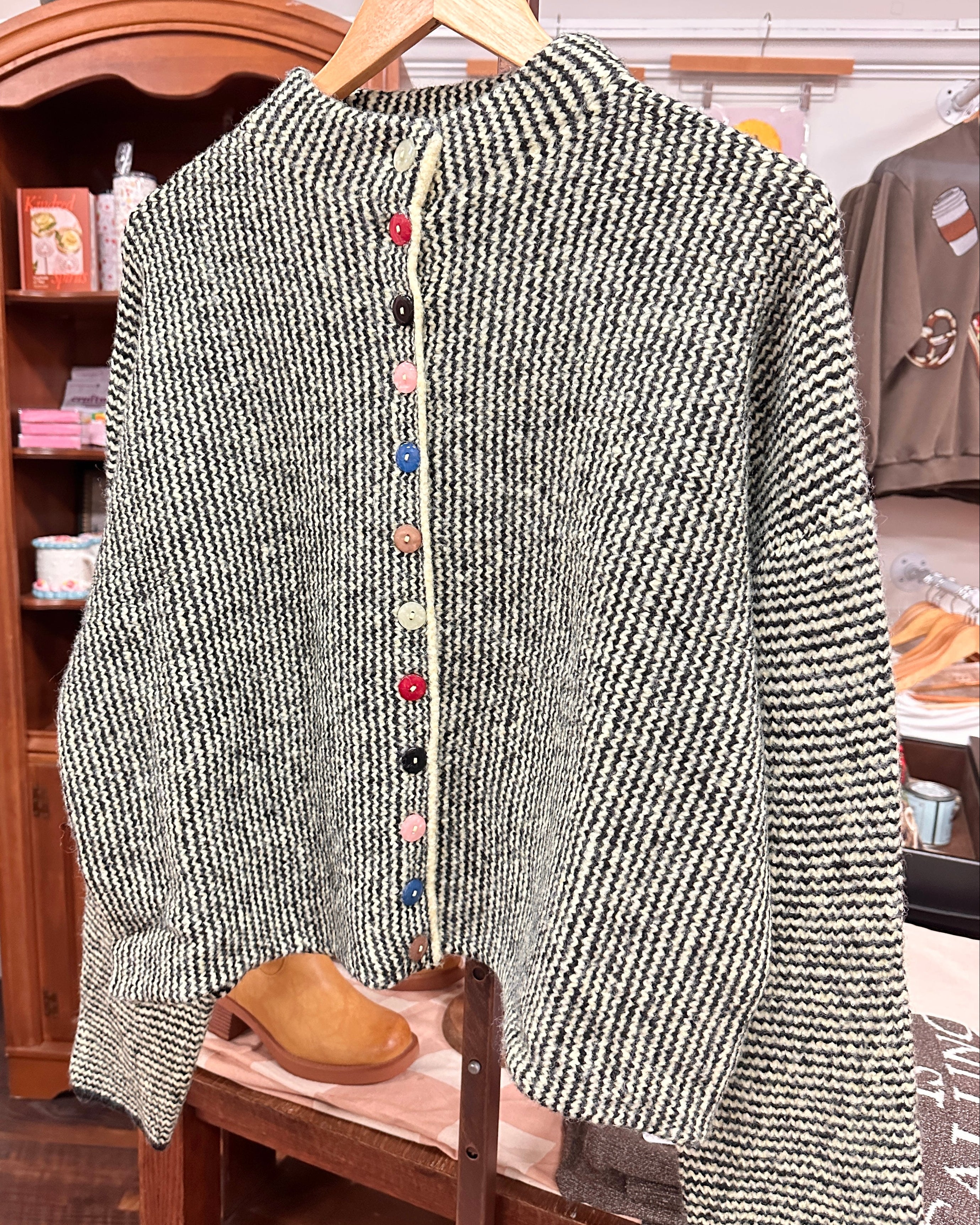 Striped Black and Lemon Cardigan