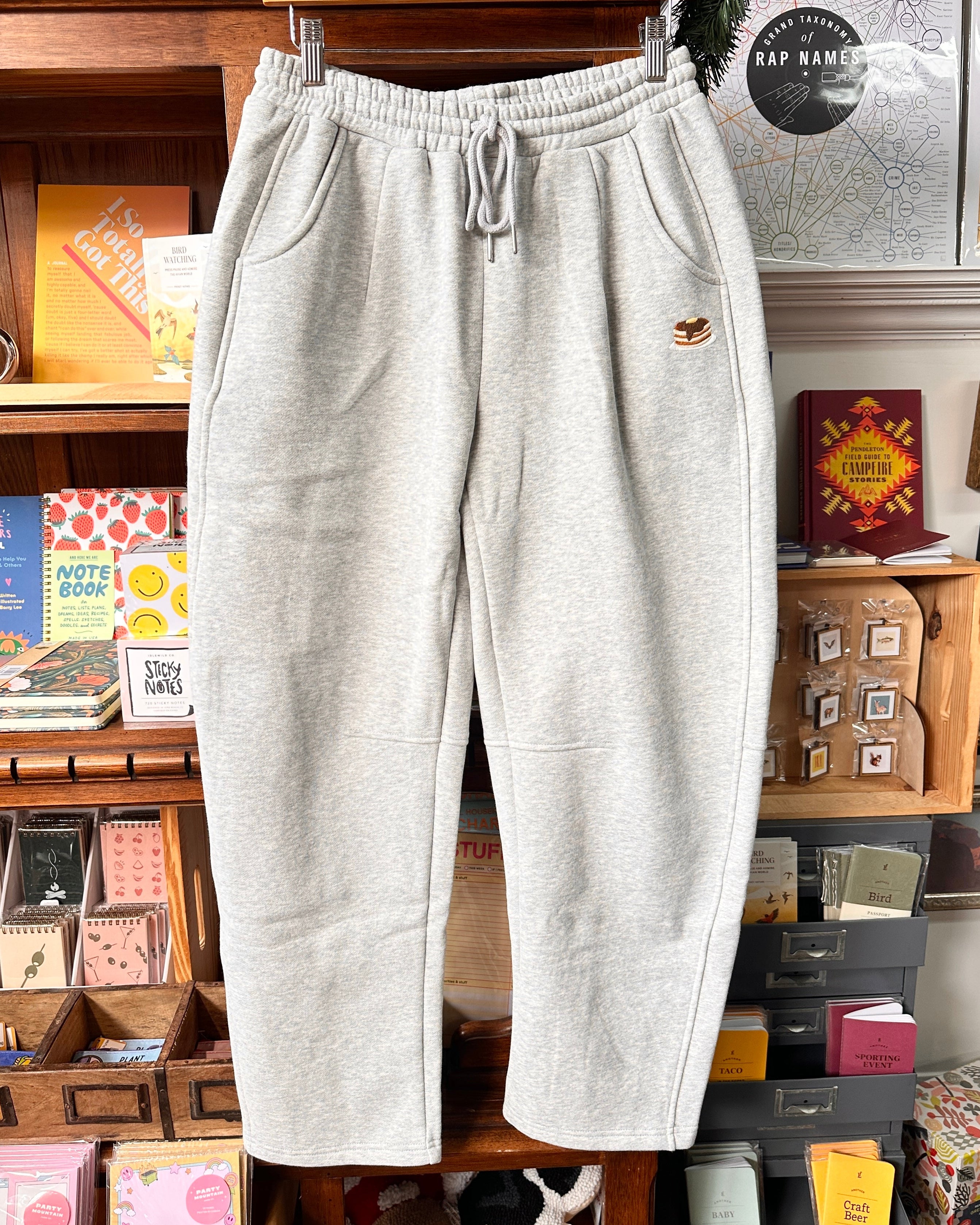 Pancake Stack Embroidered Barrel Leg Sweatpants