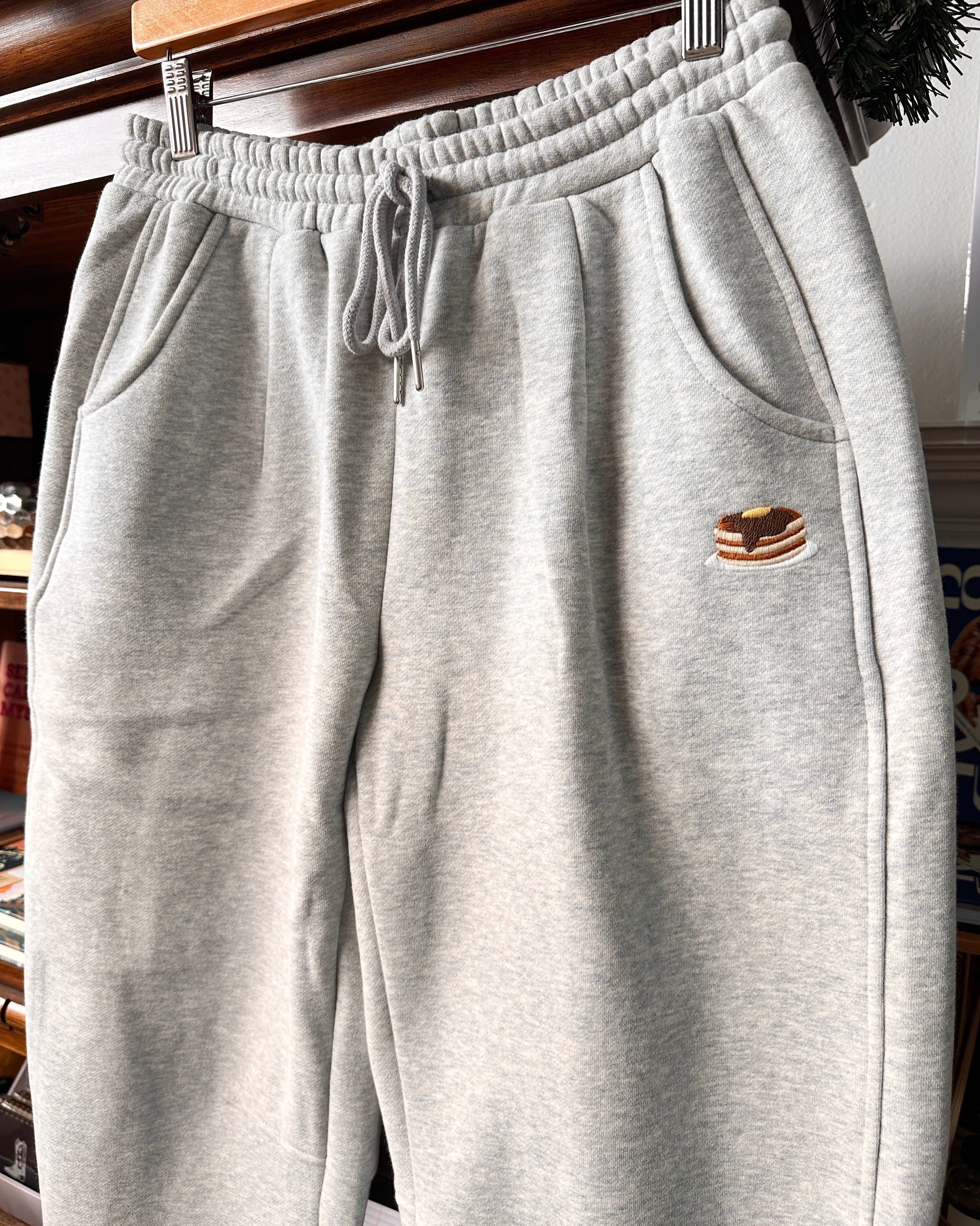 Pancake Stack Embroidered Barrel Leg Sweatpants