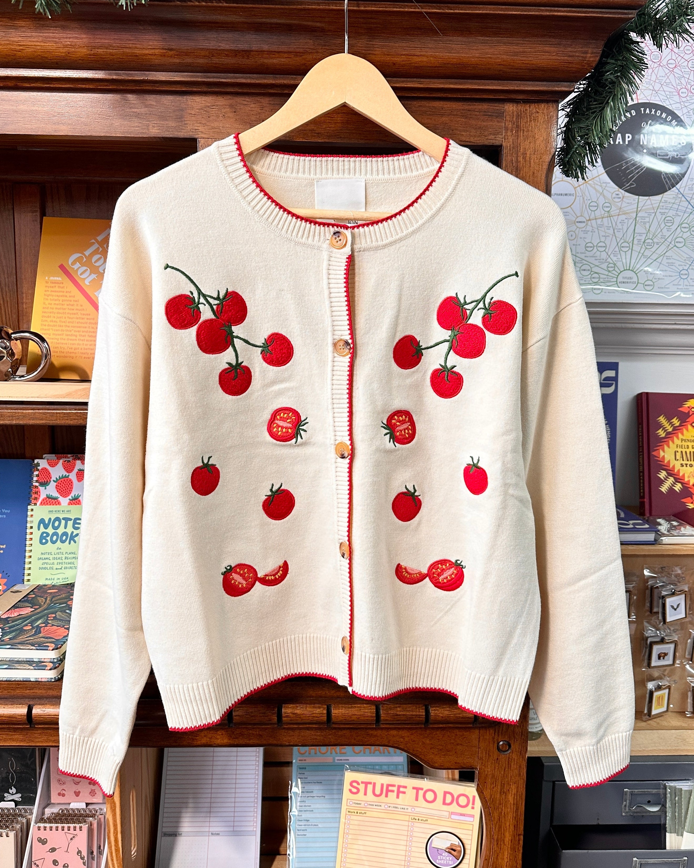 Tomato Embroidered Cardigan - Cream