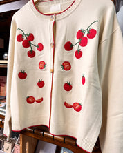 Tomato Embroidered Cardigan - Cream
