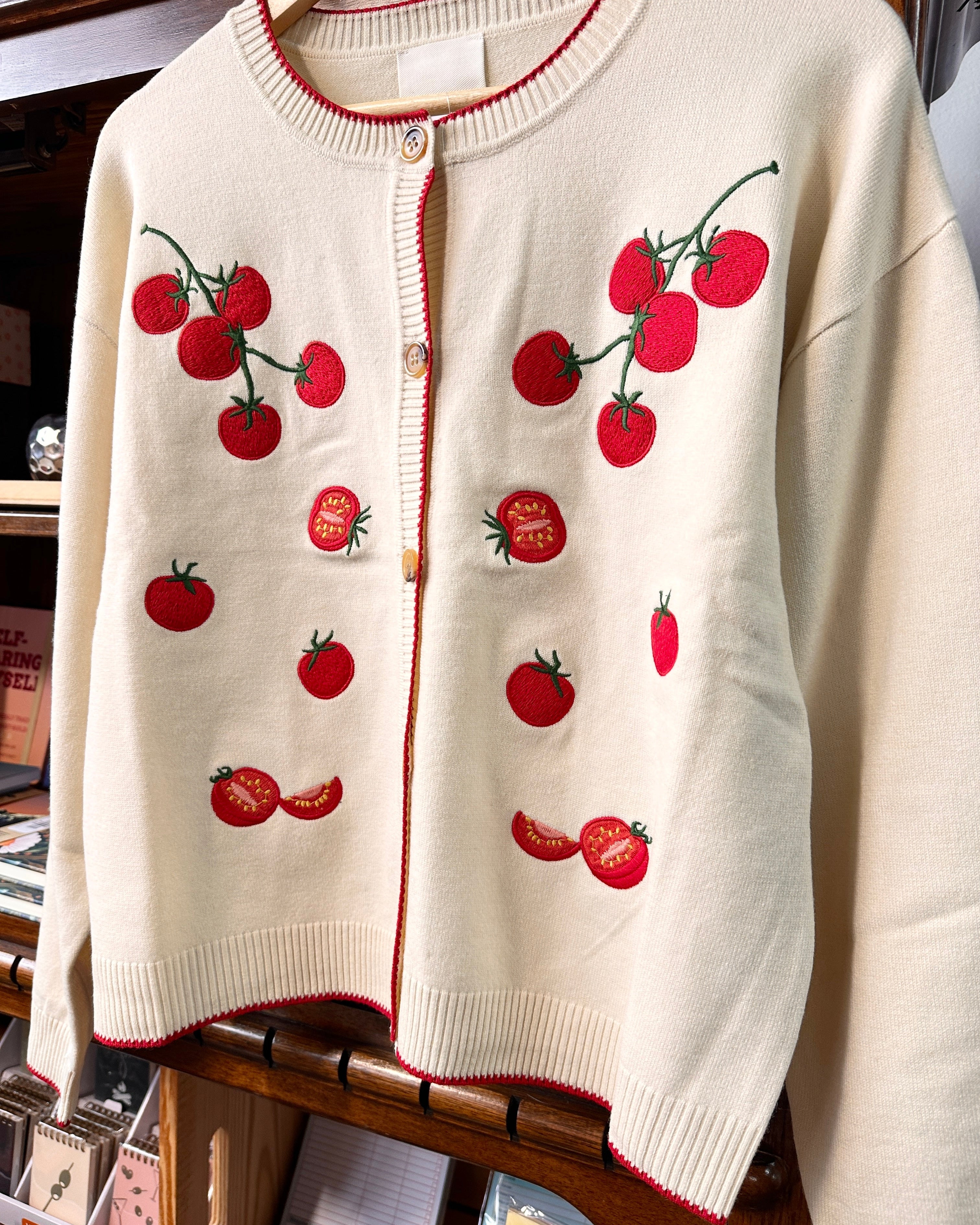 Tomato Embroidered Cardigan - Cream