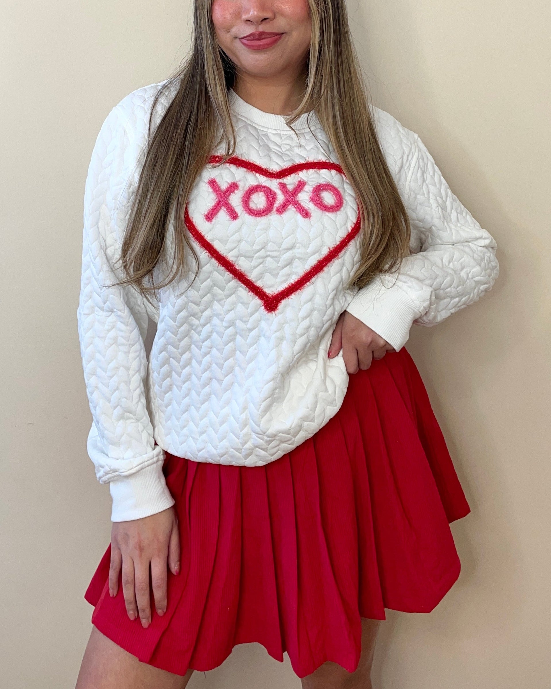 XOXO Heart Quilted Sweater