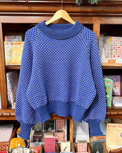 Blue Knit Patterned Sweater