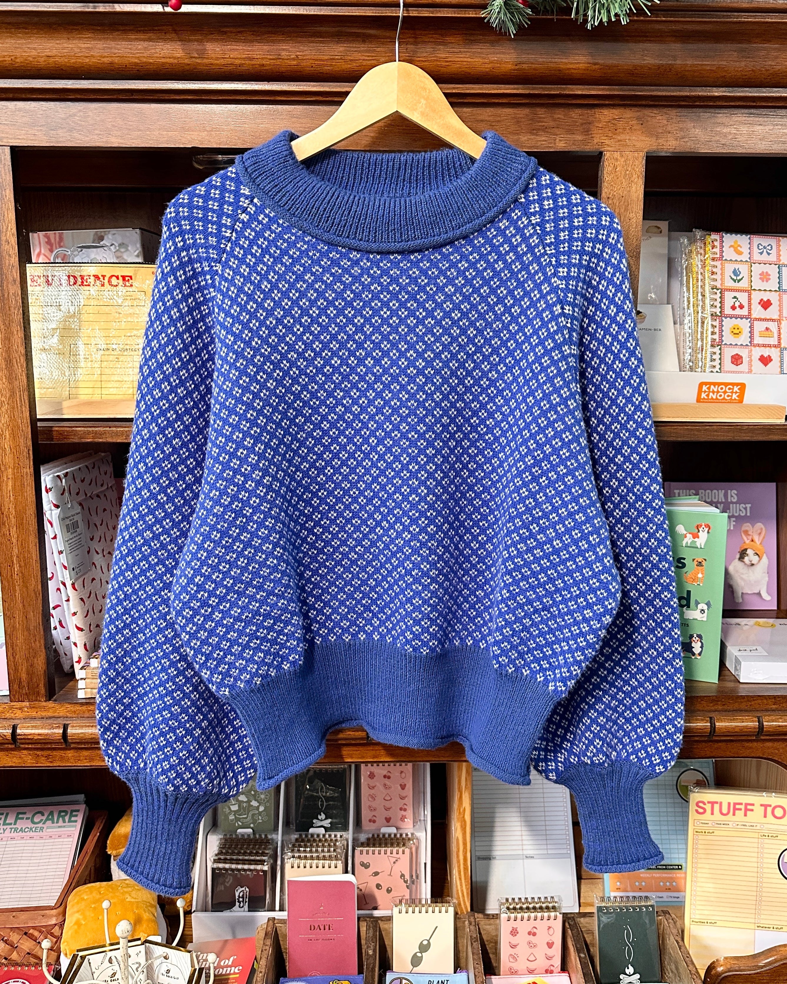 Blue Knit Patterned Sweater