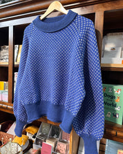 Blue Knit Patterned Sweater