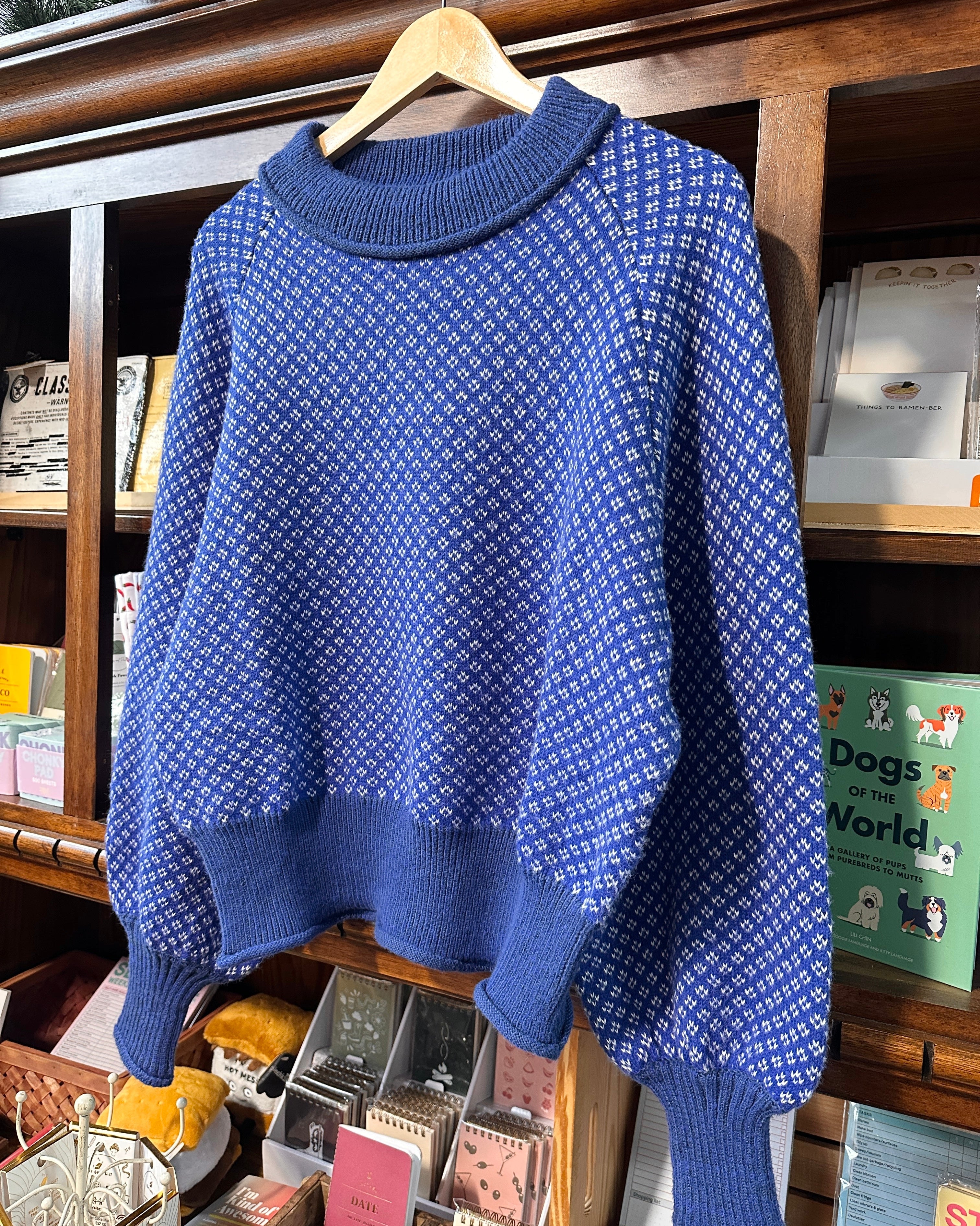 Blue Knit Patterned Sweater