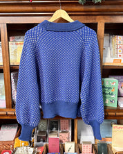 Blue Knit Patterned Sweater