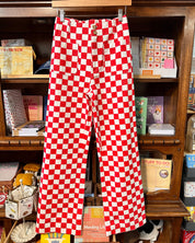 Red/White Checkered High Waist Wide Leg Pants