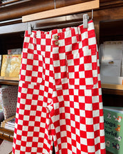Red/White Checkered High Waist Wide Leg Pants