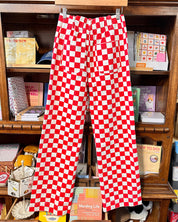 Red/White Checkered High Waist Wide Leg Pants