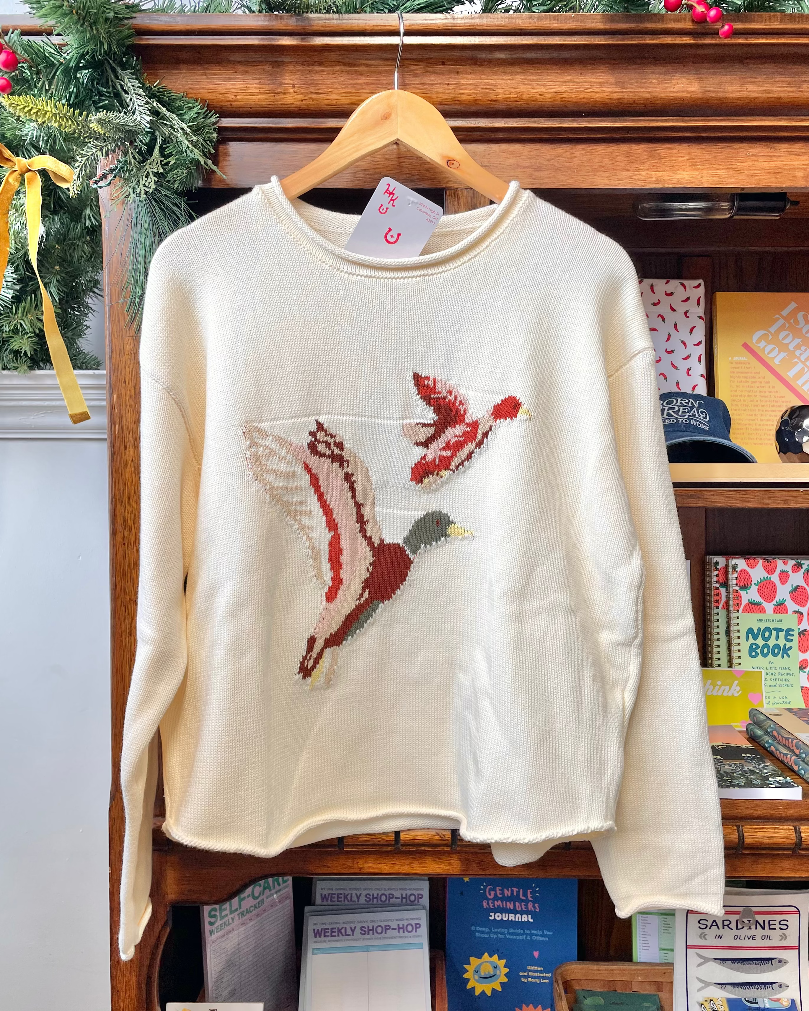 Flying Ducks Rollneck Knit Sweater - Cream