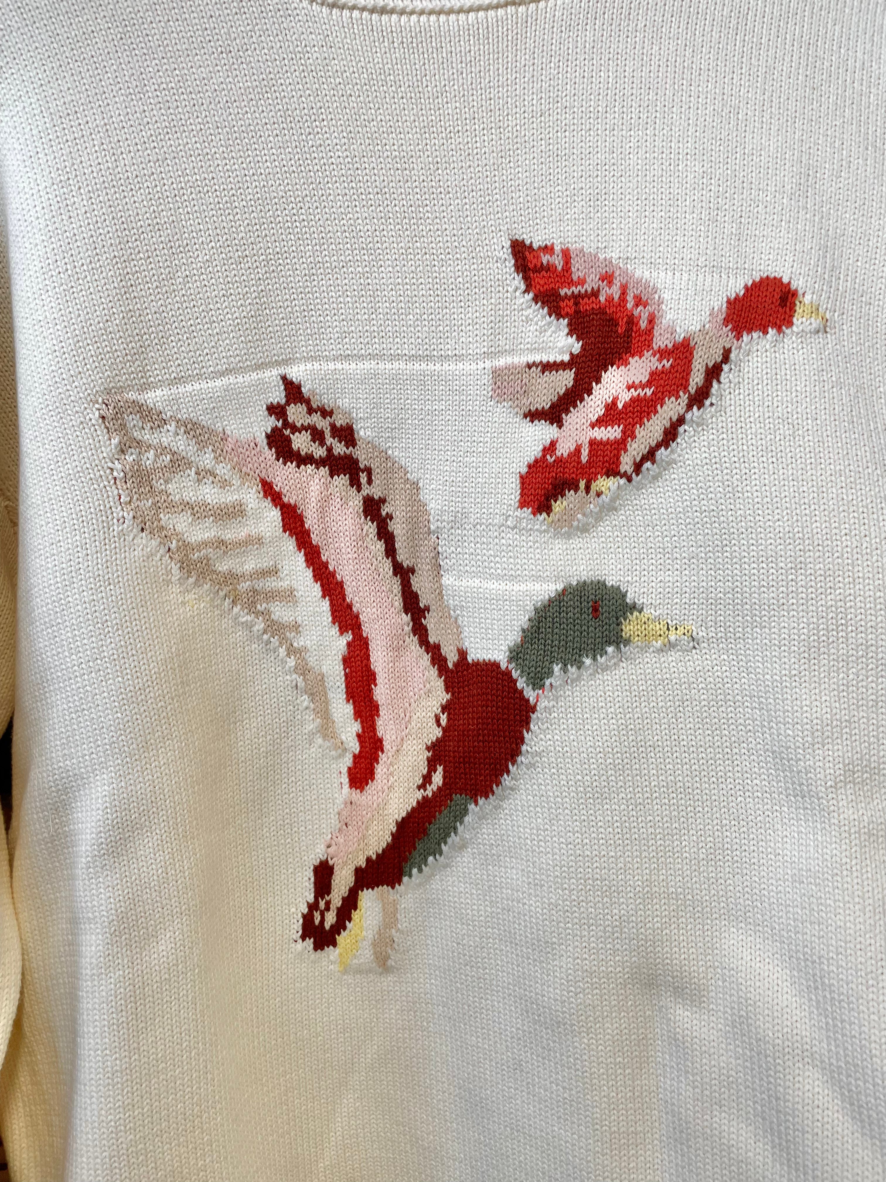 Flying Ducks Rollneck Knit Sweater - Cream