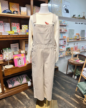 Gingham Denim Overalls Jumpsuit