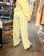 Floral Embroidered Cream Pants