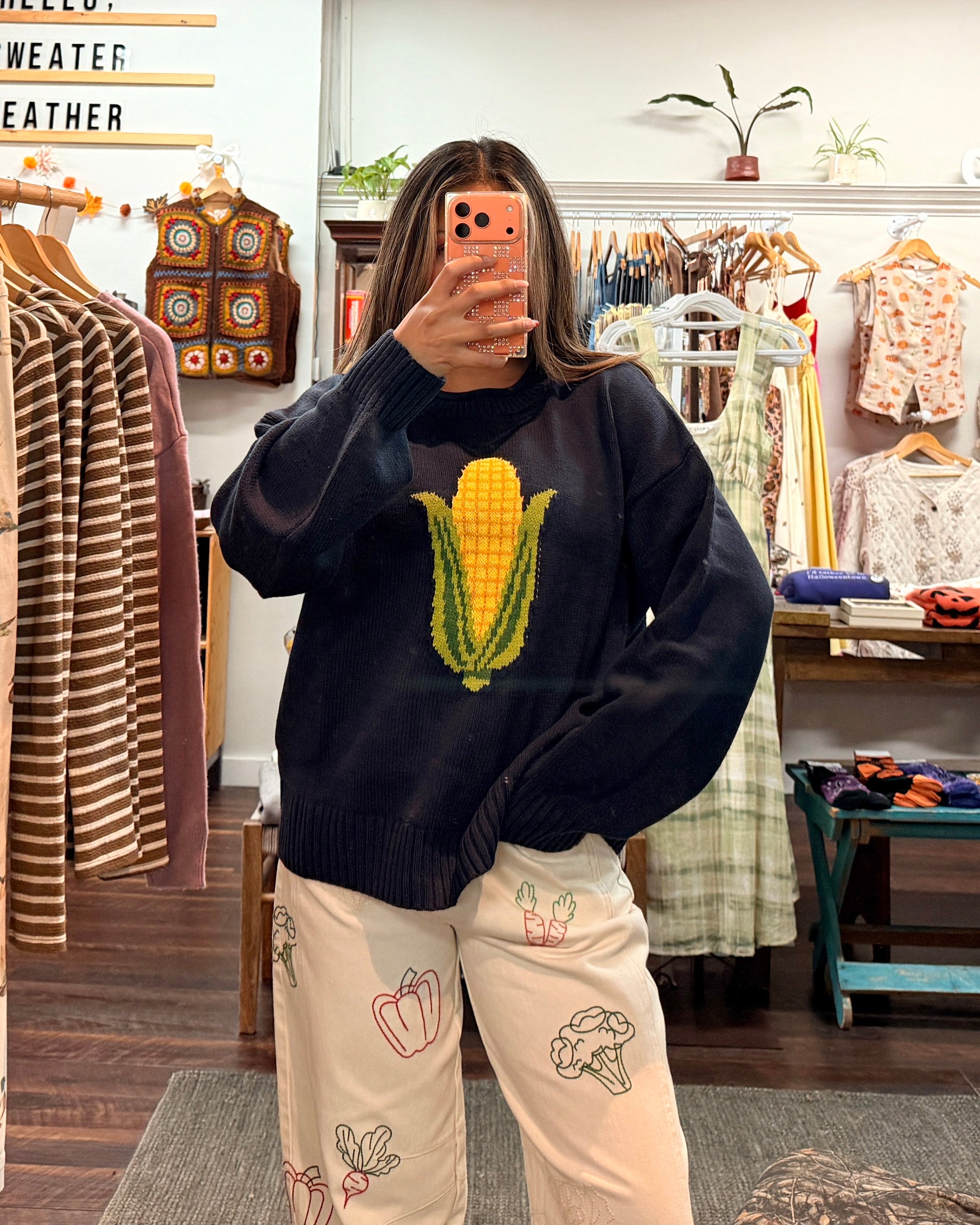 Corn Knit Sweater - Navy