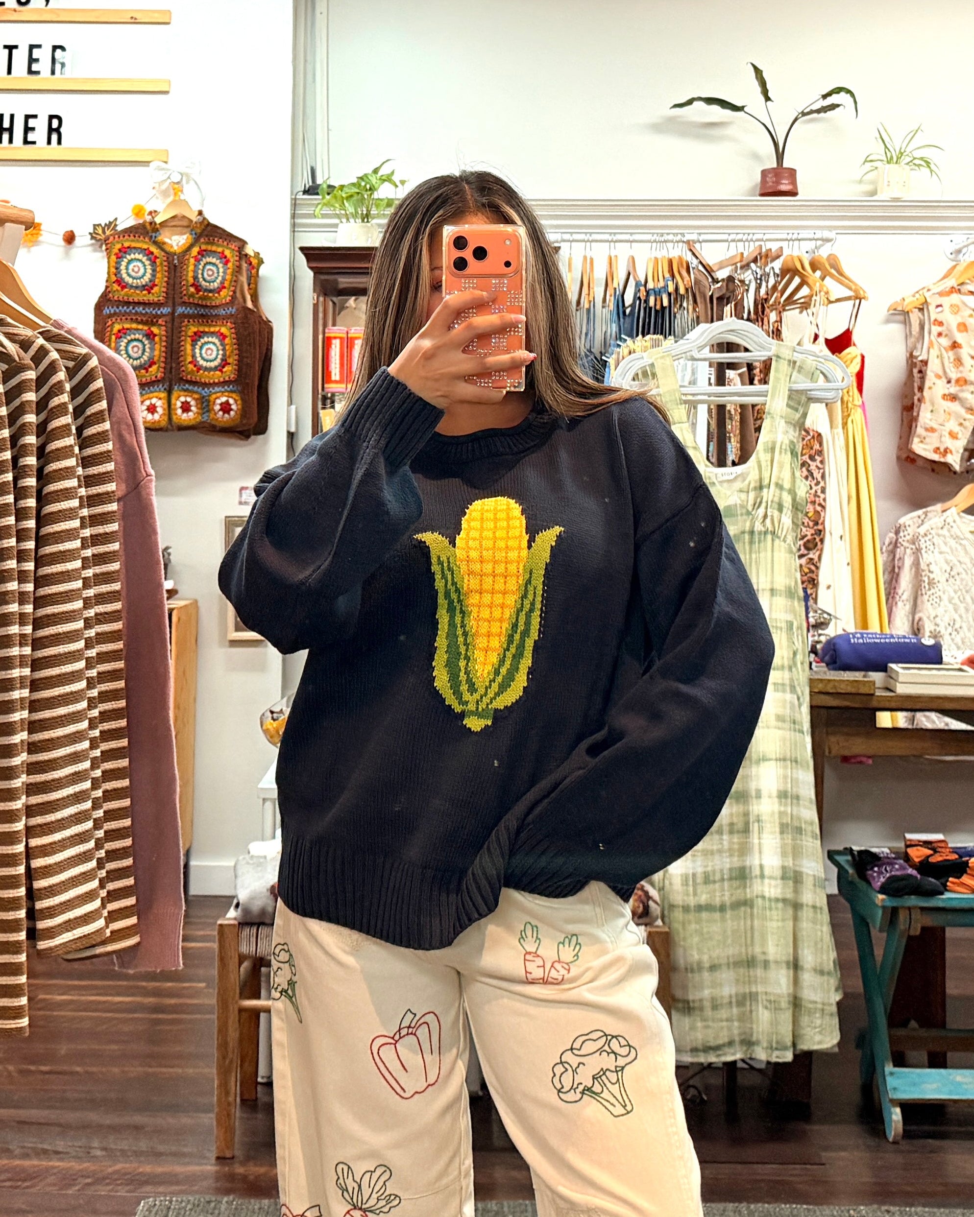 Corn Knit Sweater - Navy