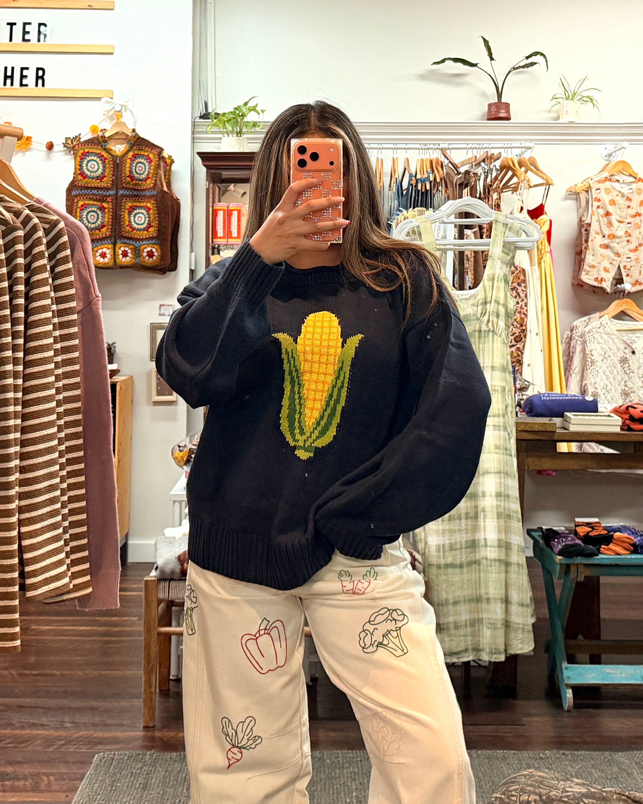 Corn Knit Sweater - Navy