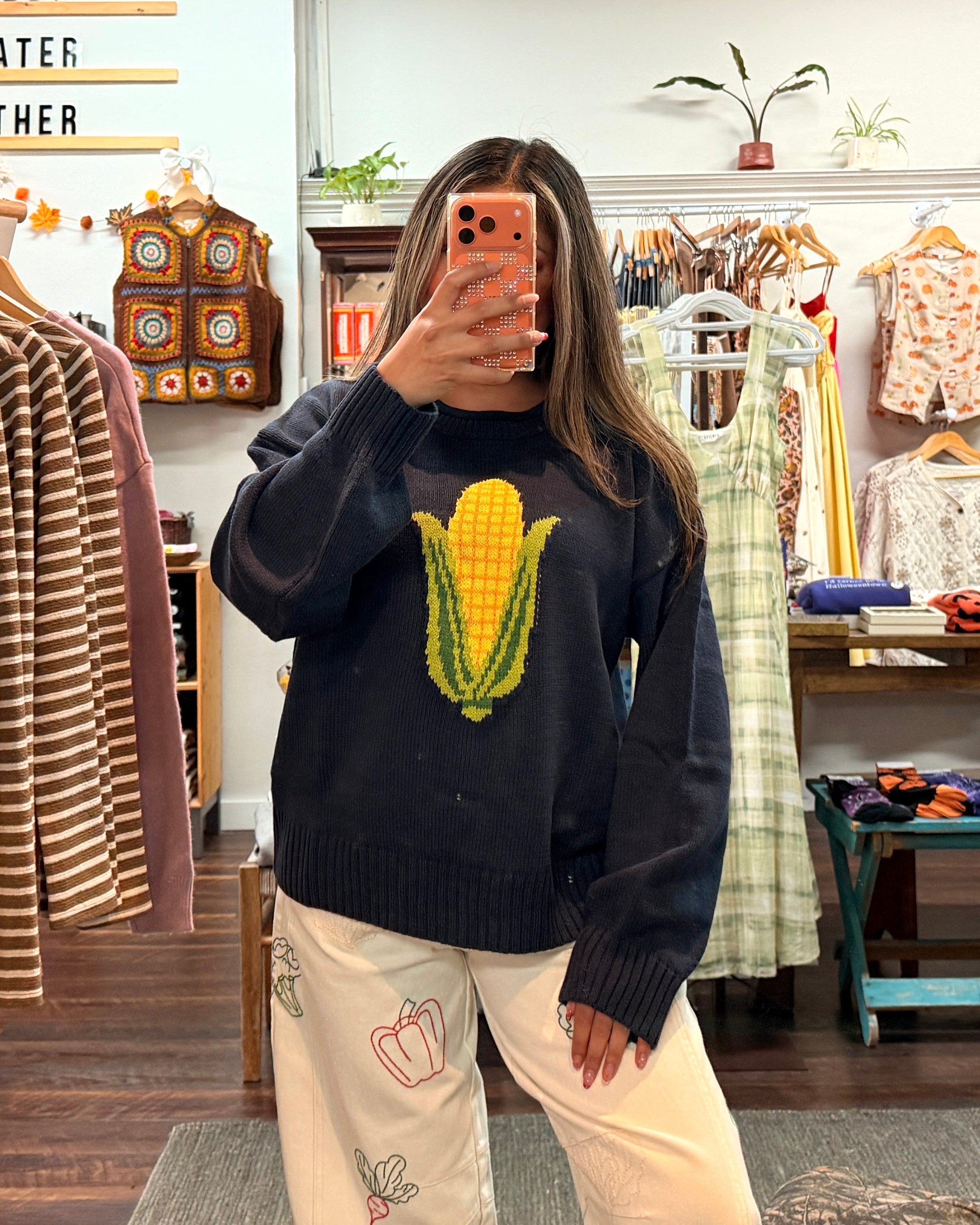 Corn Knit Sweater - Navy