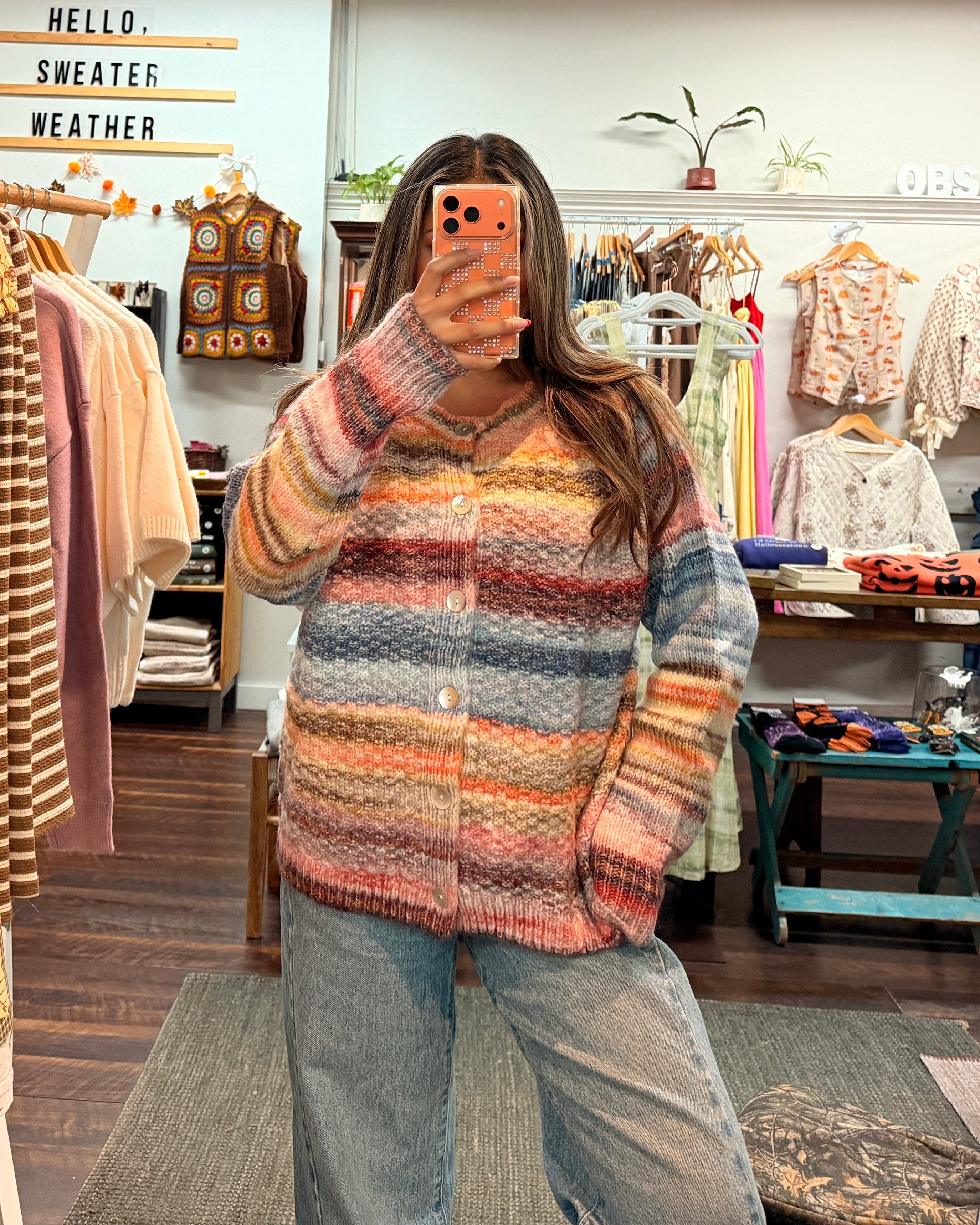 Multi Color Textured Cardigan