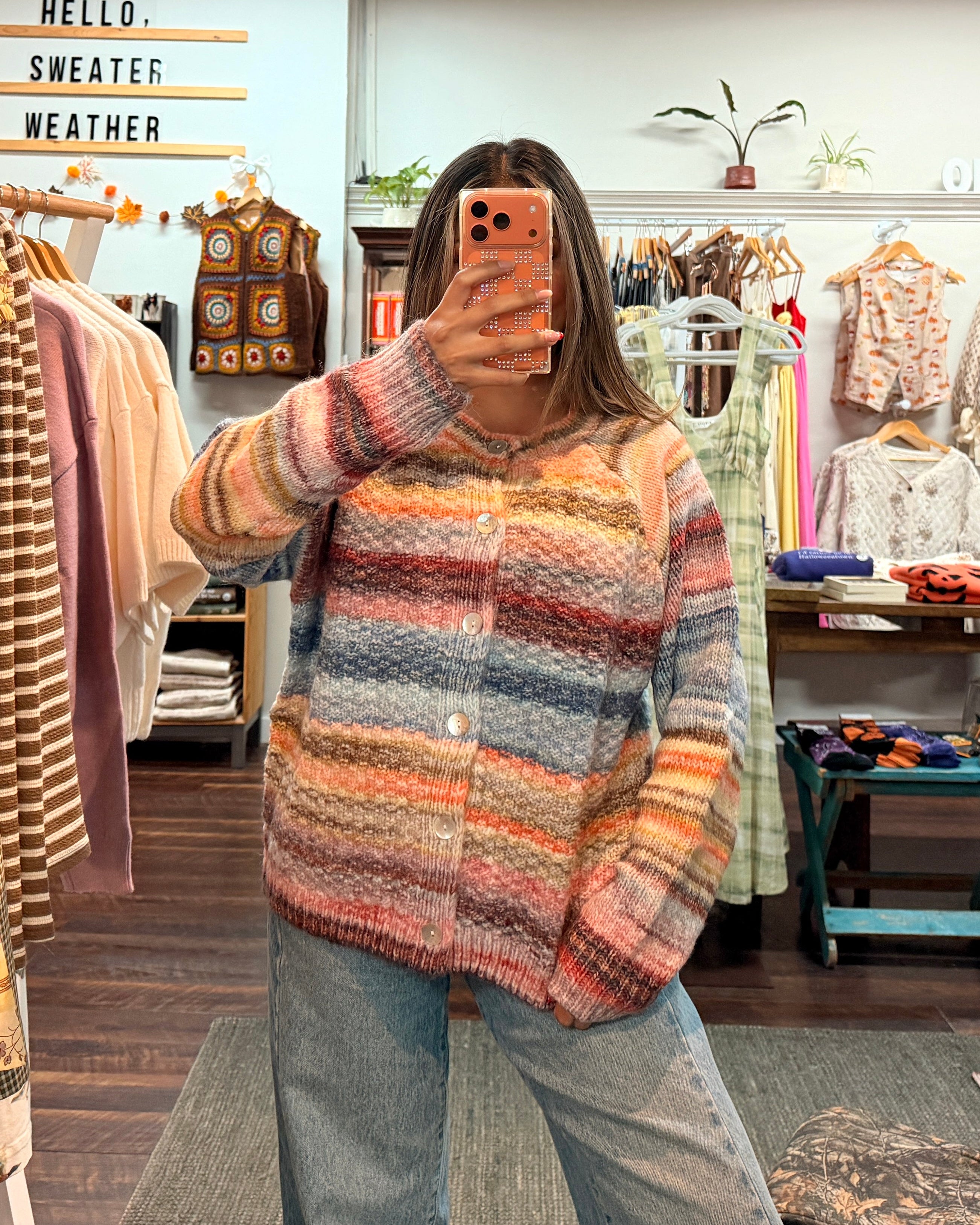 Multi Color Textured Cardigan