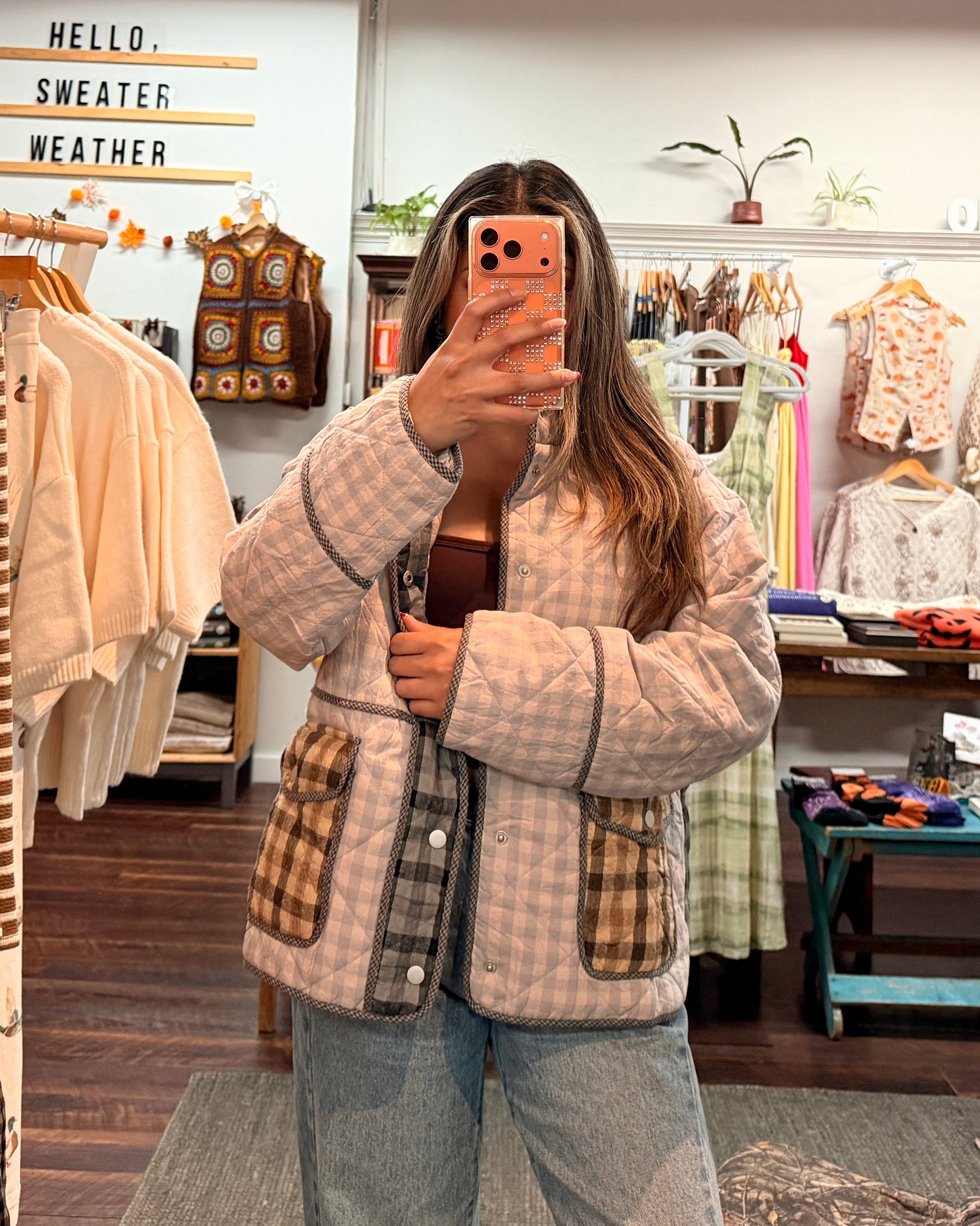 Quilted Patchwork Plaid Jacket