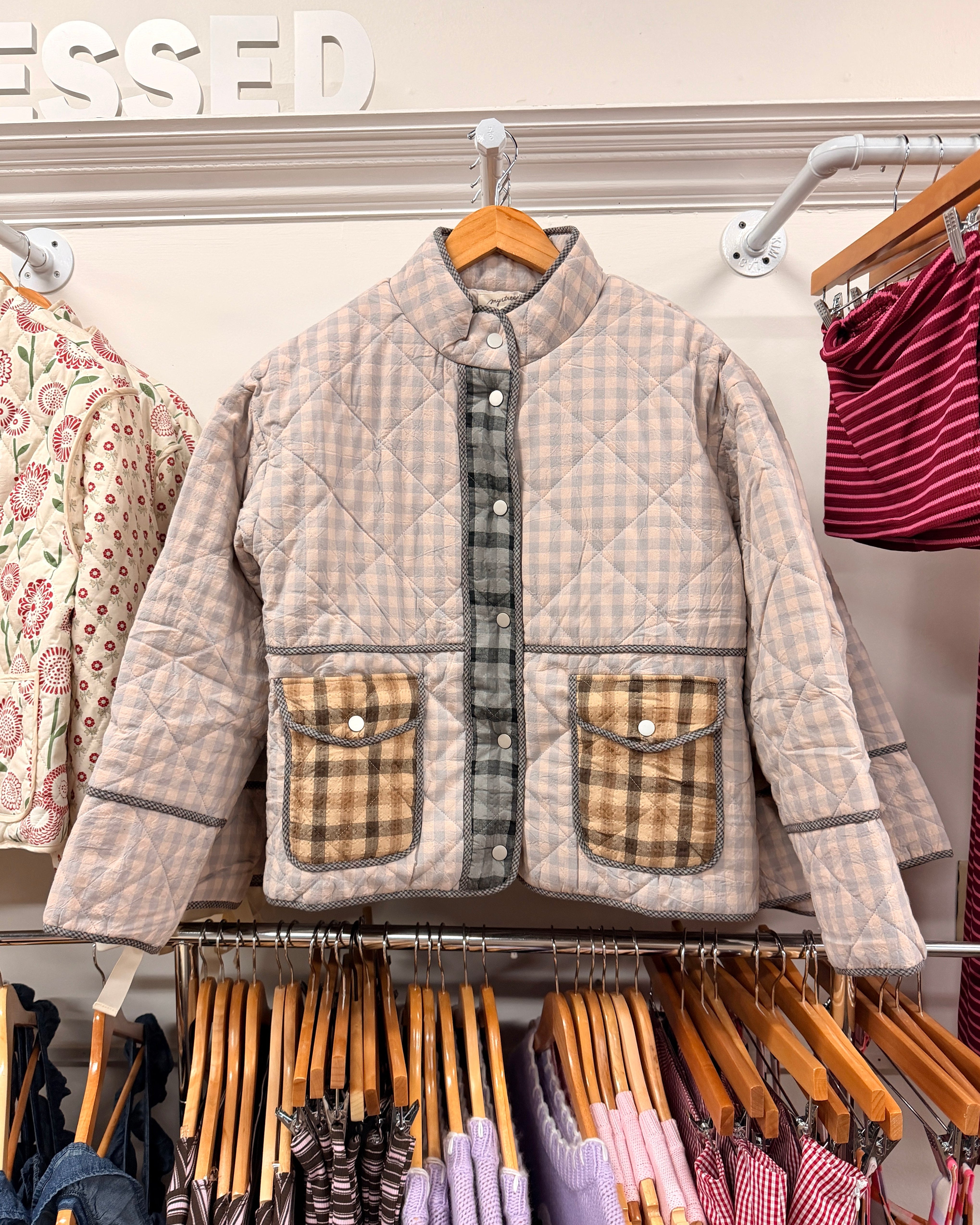 Quilted Patchwork Plaid Jacket