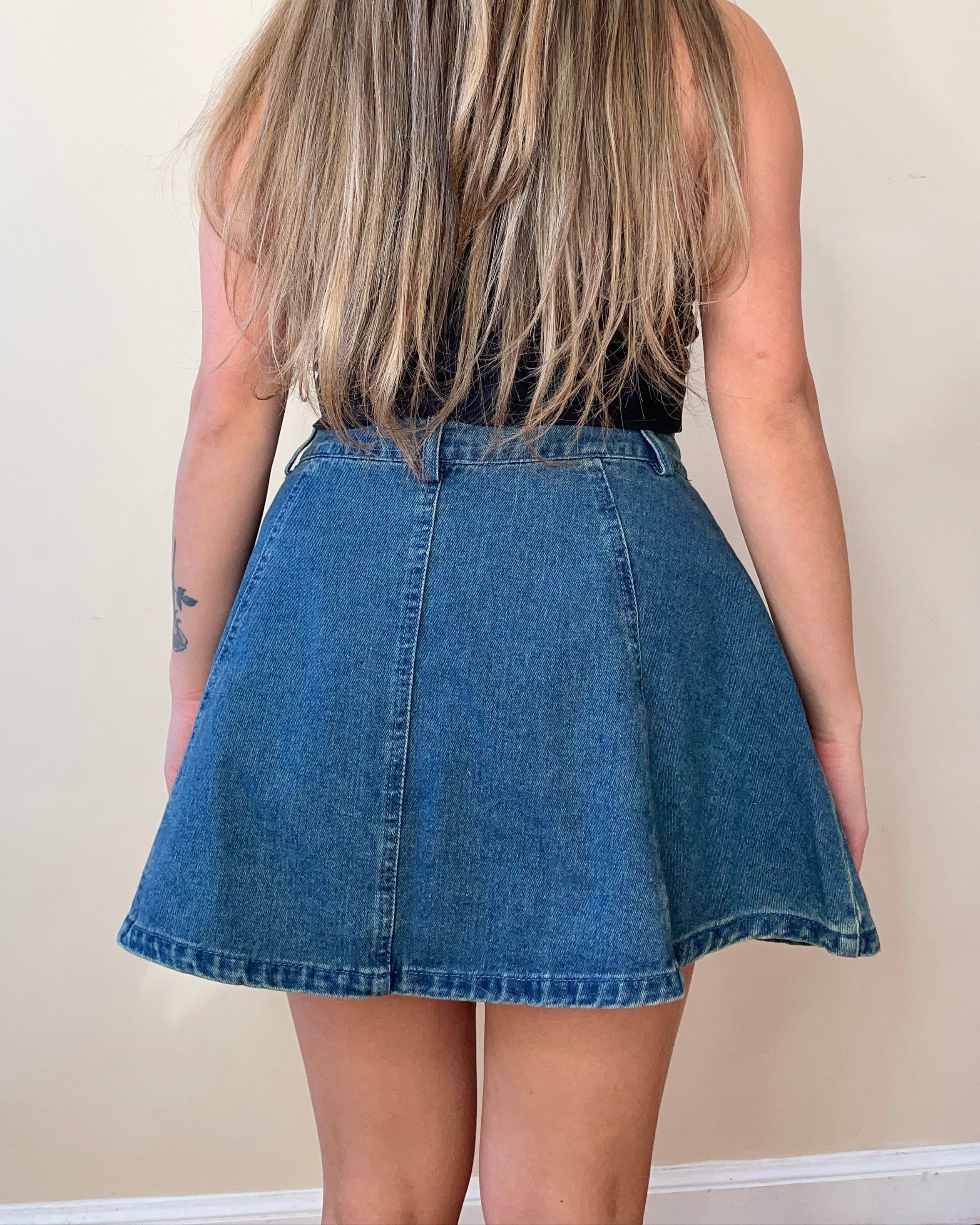 Flared Denim Mini Skirt