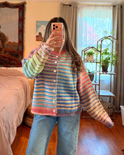 Rainbow Striped Knit Cardigan