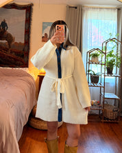 Ribbed Denim Collared Sweater Dress