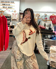 Flying Ducks Rollneck Knit Sweater - Cream