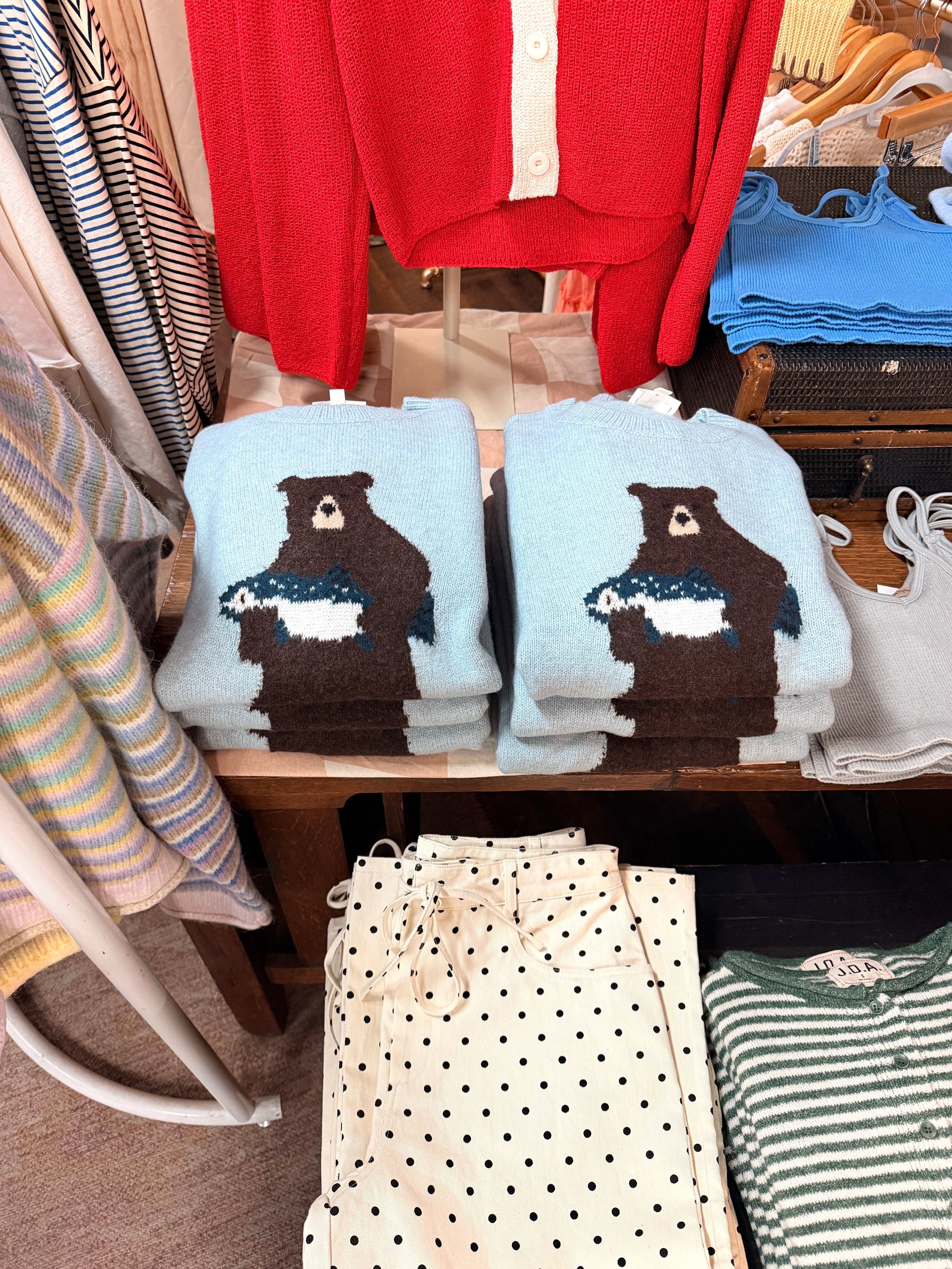 Bear Holding Fish Knit Sweater