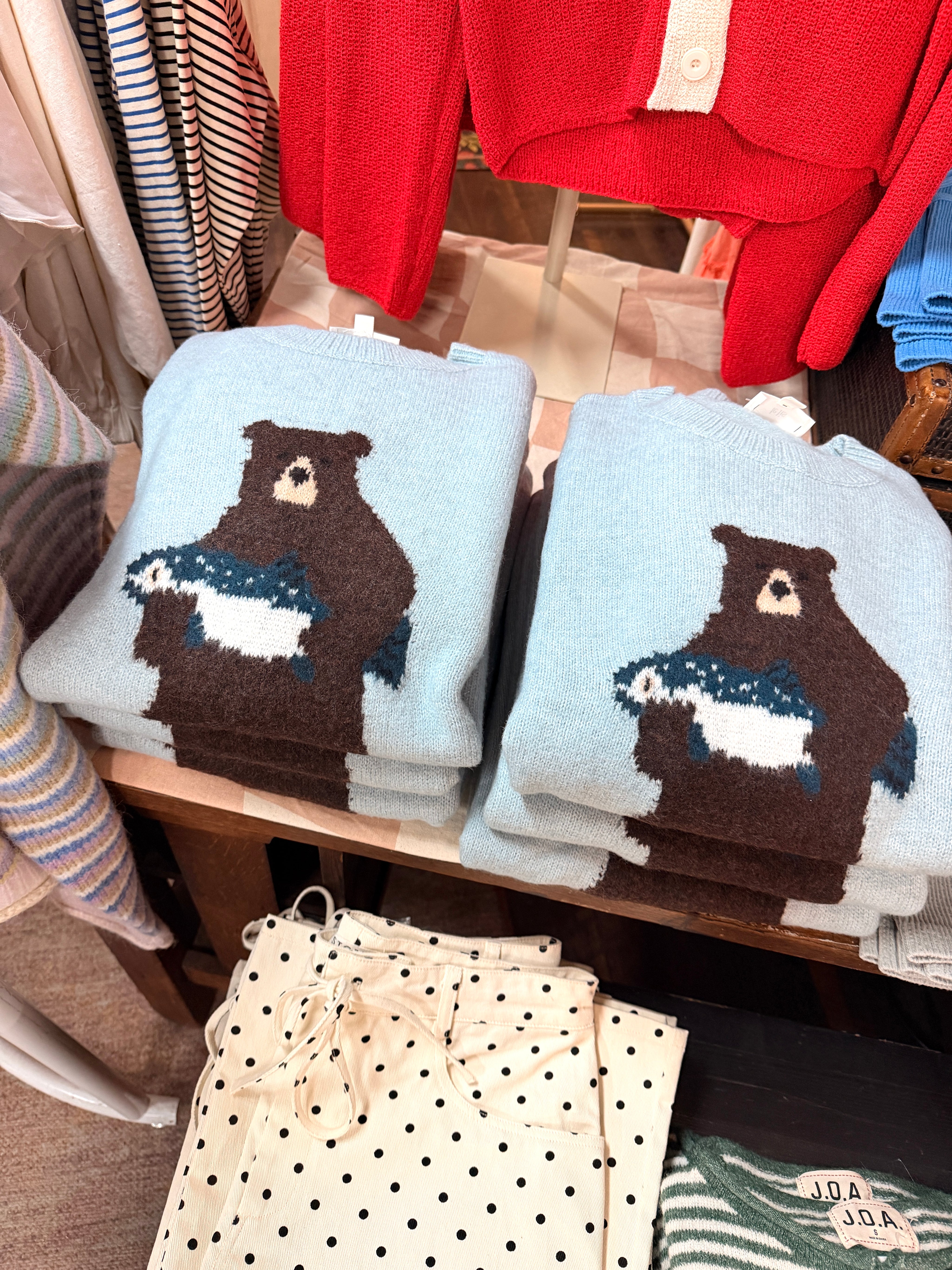 Bear Holding Fish Knit Sweater