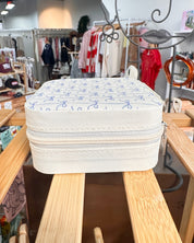Compact Travel Jewelry Box - Blue Bows