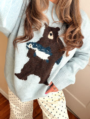 Bear Holding Fish Knit Sweater