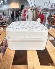 Compact Travel Jewelry Box - Blue Ditsy Flowers