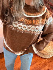 Pumpkin Fair Isle Knit Sweater